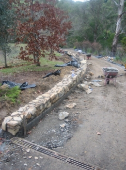 Asphalt Drive and Dry Stone Wall in Progress